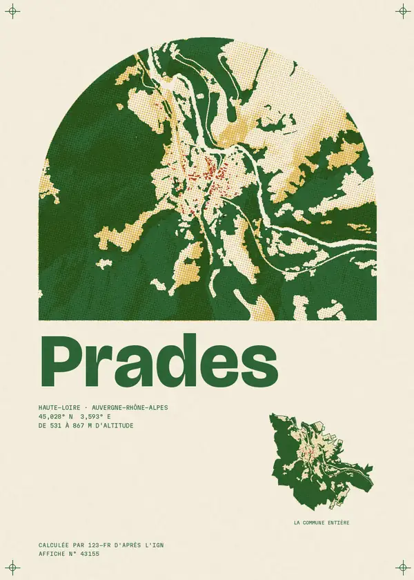 Affiche de Prades, calculée par 123-fr d'après l'IGN