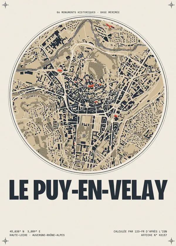 Affiche de Le Puy-en-Velay, calculée par 123-fr d'après l'IGN