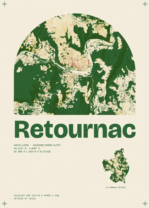 Affiche de Retournac, calculée par 123-fr d'après l'IGN