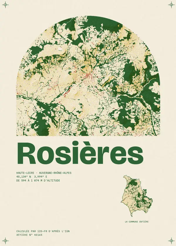Affiche de Rosières, calculée par 123-fr d'après l'IGN
