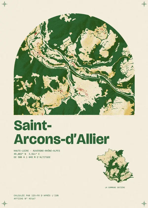 Affiche de Saint-Arcons-d'Allier, calculée par 123-fr d'après l'IGN