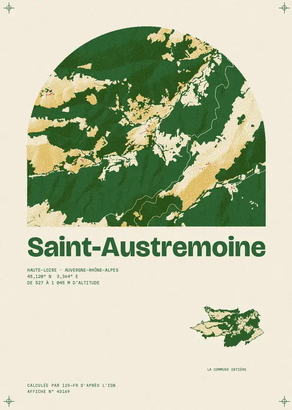 Affiche de Saint-Austremoine, calculée par 123-fr d'après l'IGN