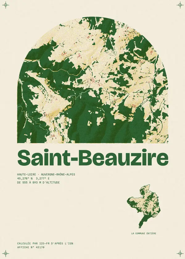 Affiche de Saint-Beauzire, calculée par 123-fr d'après l'IGN