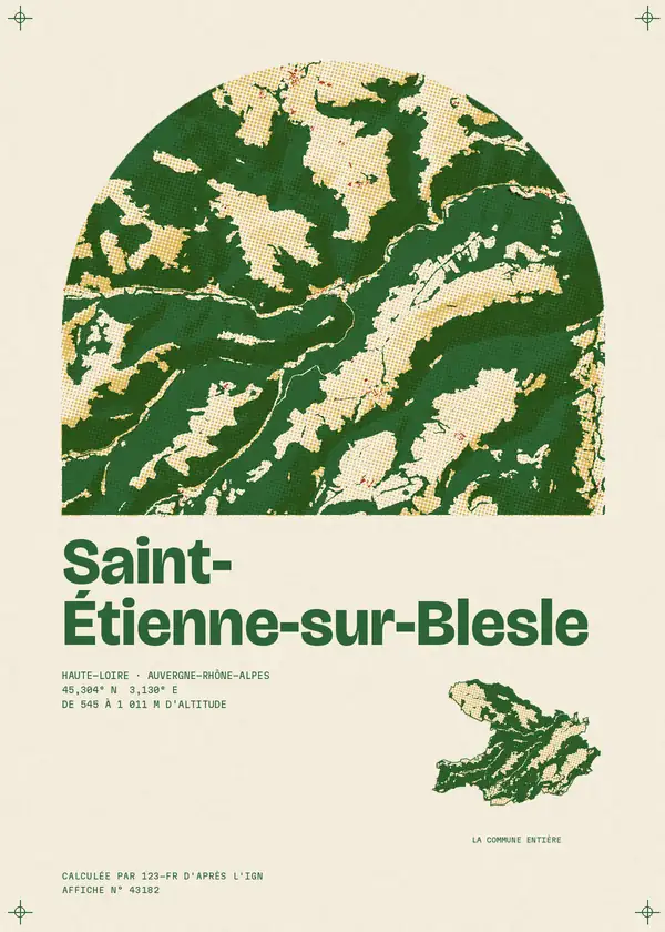 Affiche de Saint-Étienne-sur-Blesle, calculée par 123-fr d'après l'IGN
