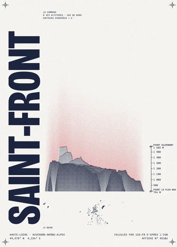 Affiche de Saint-Front, calculée par 123-fr d'après l'IGN