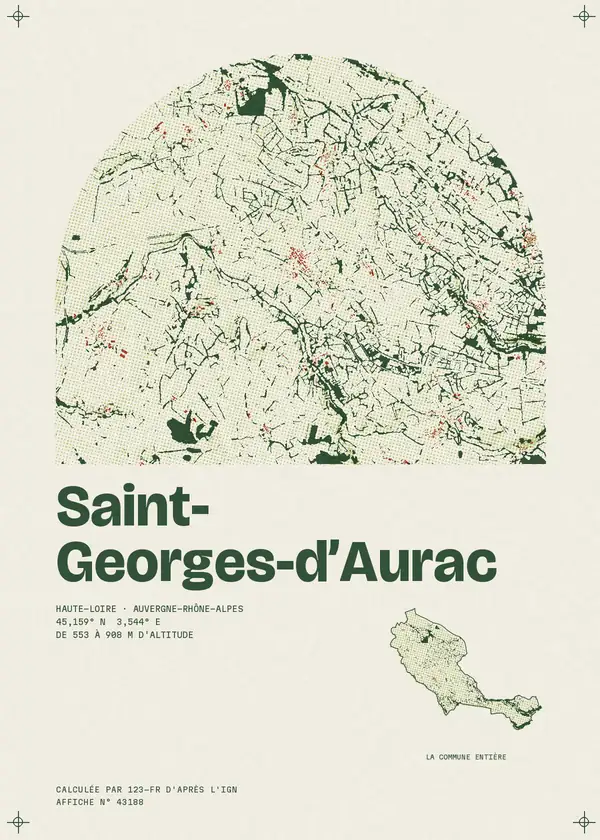 Affiche de Saint-Georges-d'Aurac, calculée par 123-fr d'après l'IGN