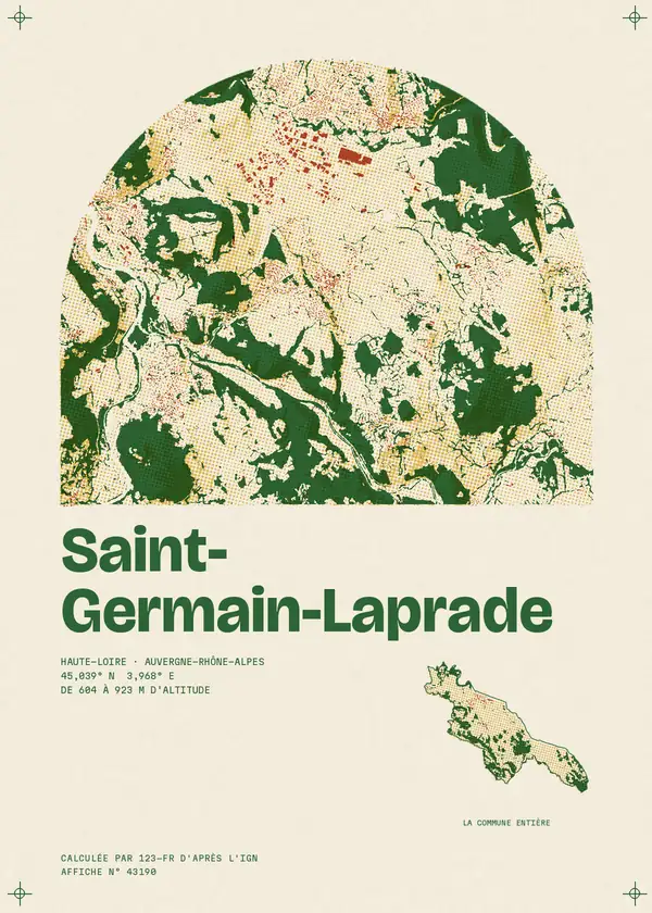 Affiche de Saint-Germain-Laprade, calculée par 123-fr d'après l'IGN