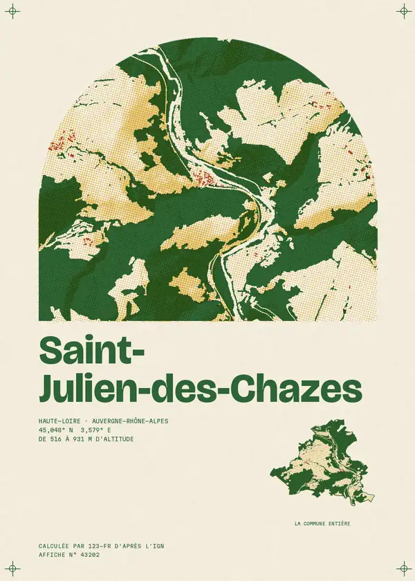 Affiche de Saint-Julien-des-Chazes, calculée par 123-fr d'après l'IGN