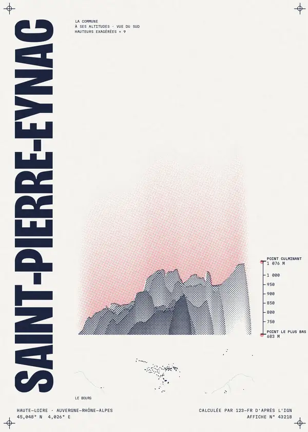 Affiche de Saint-Pierre-Eynac, calculée par 123-fr d'après l'IGN