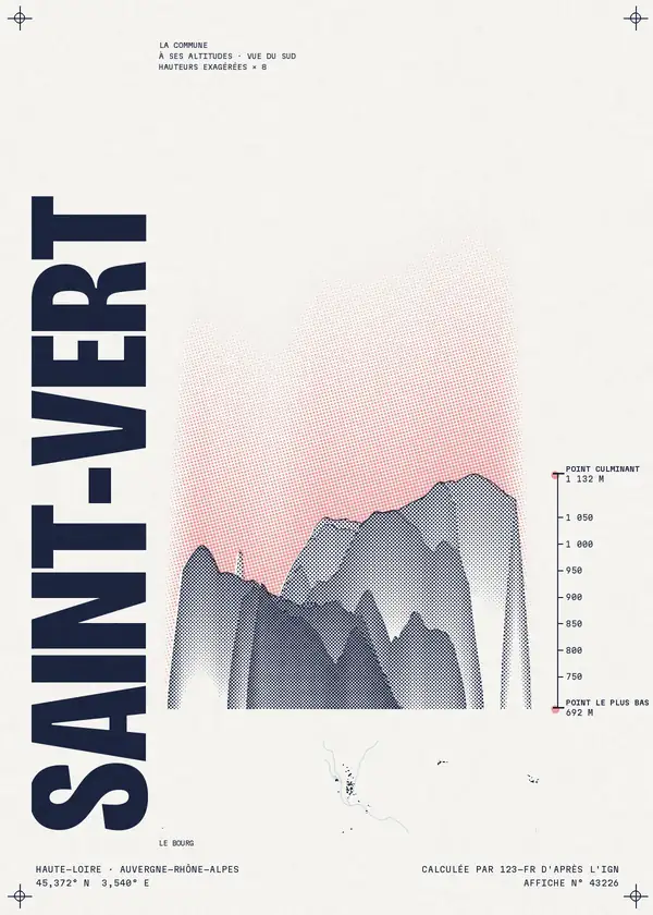 Affiche de Saint-Vert, calculée par 123-fr d'après l'IGN