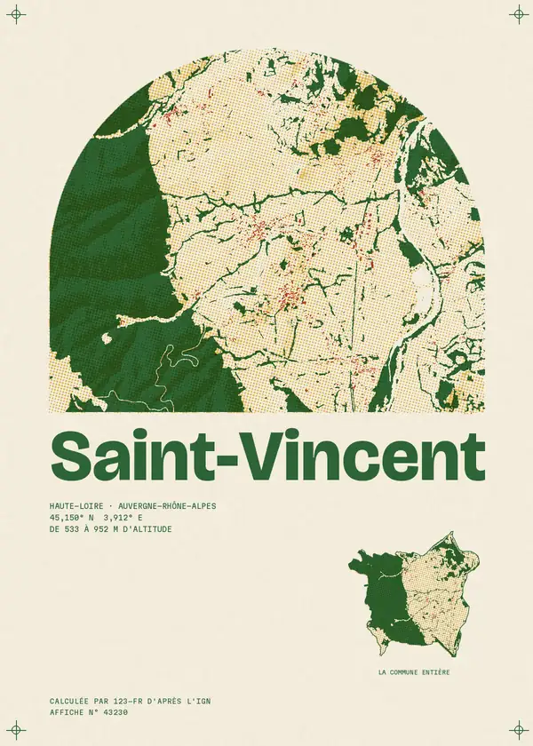 Affiche de Saint-Vincent, calculée par 123-fr d'après l'IGN