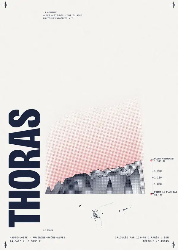 Affiche de Thoras, calculée par 123-fr d'après l'IGN