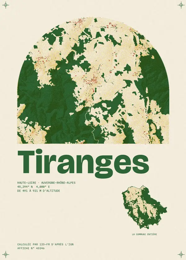 Affiche de Tiranges, calculée par 123-fr d'après l'IGN