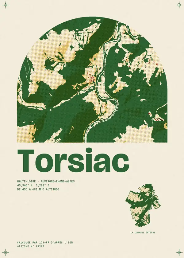 Affiche de Torsiac, calculée par 123-fr d'après l'IGN