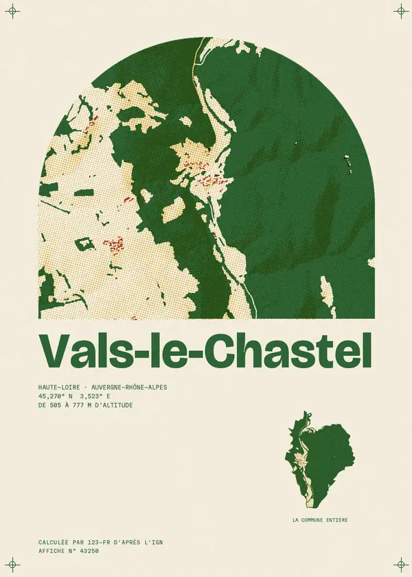 Affiche de Vals-le-Chastel, calculée par 123-fr d'après l'IGN