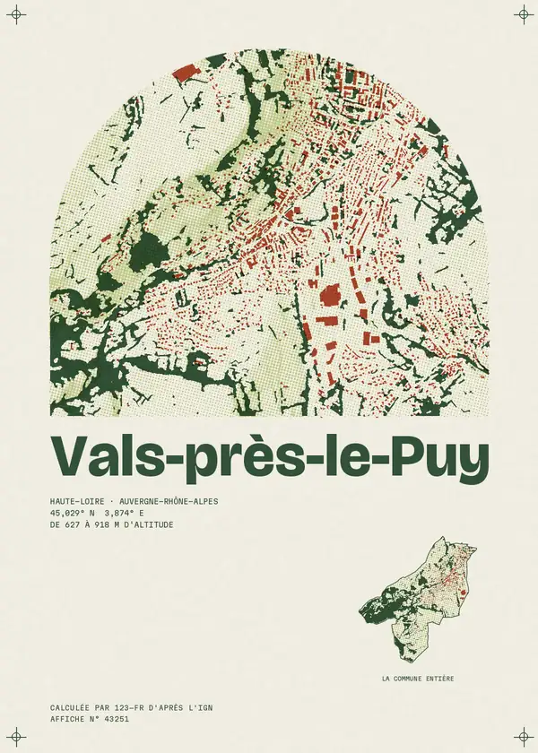Affiche de Vals-près-le-Puy, calculée par 123-fr d'après l'IGN