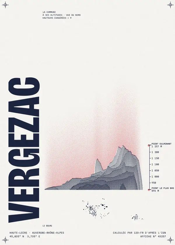 Affiche de Vergezac, calculée par 123-fr d'après l'IGN