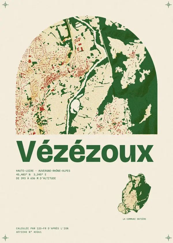 Affiche de Vézézoux, calculée par 123-fr d'après l'IGN