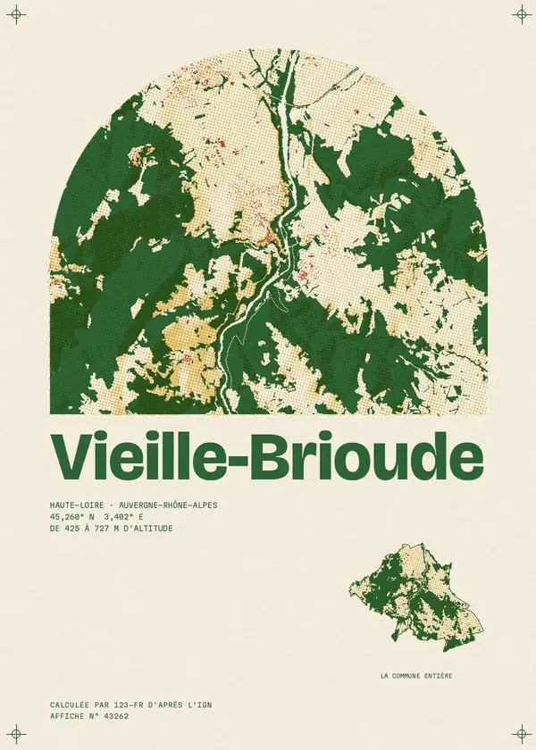 Affiche de Vieille-Brioude, calculée par 123-fr d'après l'IGN