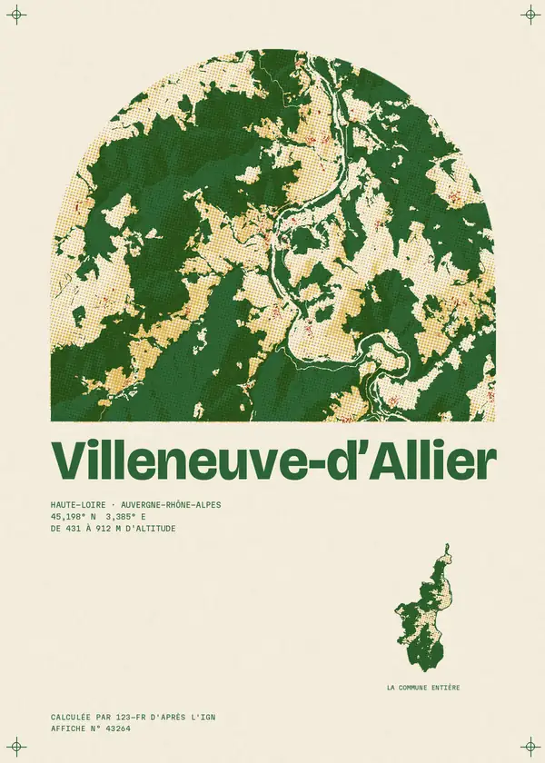 Affiche de Villeneuve-d'Allier, calculée par 123-fr d'après l'IGN