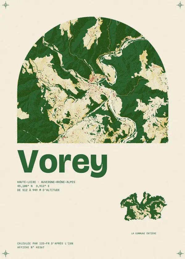 Affiche de Vorey, calculée par 123-fr d'après l'IGN