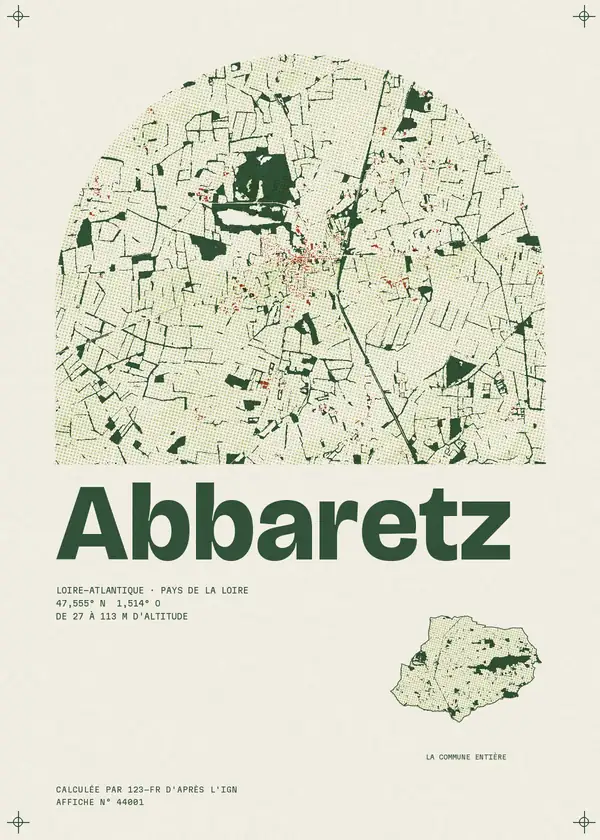 Affiche de Abbaretz, calculée par 123-fr d'après l'IGN