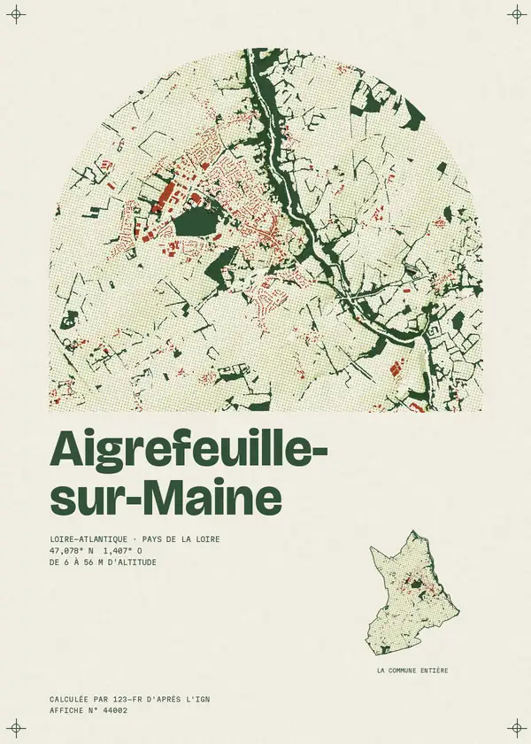Affiche de Aigrefeuille-sur-Maine, calculée par 123-fr d'après l'IGN