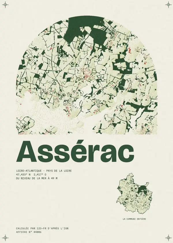Affiche de Assérac, calculée par 123-fr d'après l'IGN