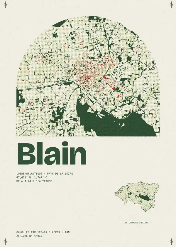 Affiche de Blain, calculée par 123-fr d'après l'IGN