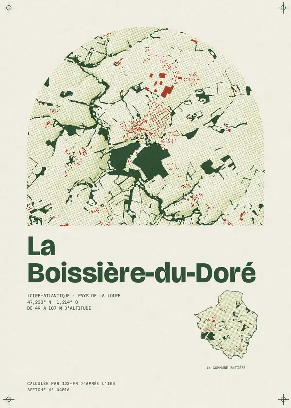 Affiche de La Boissière-du-Doré, calculée par 123-fr d'après l'IGN