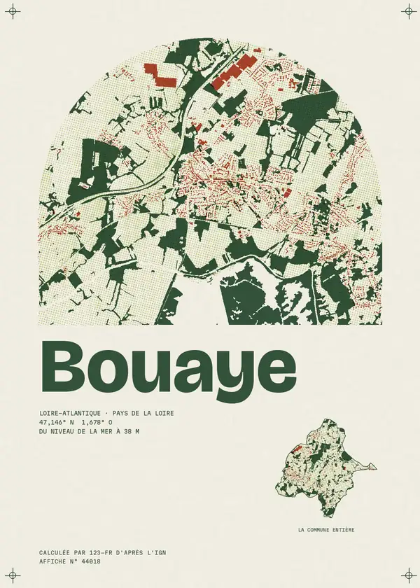 Affiche de Bouaye, calculée par 123-fr d'après l'IGN