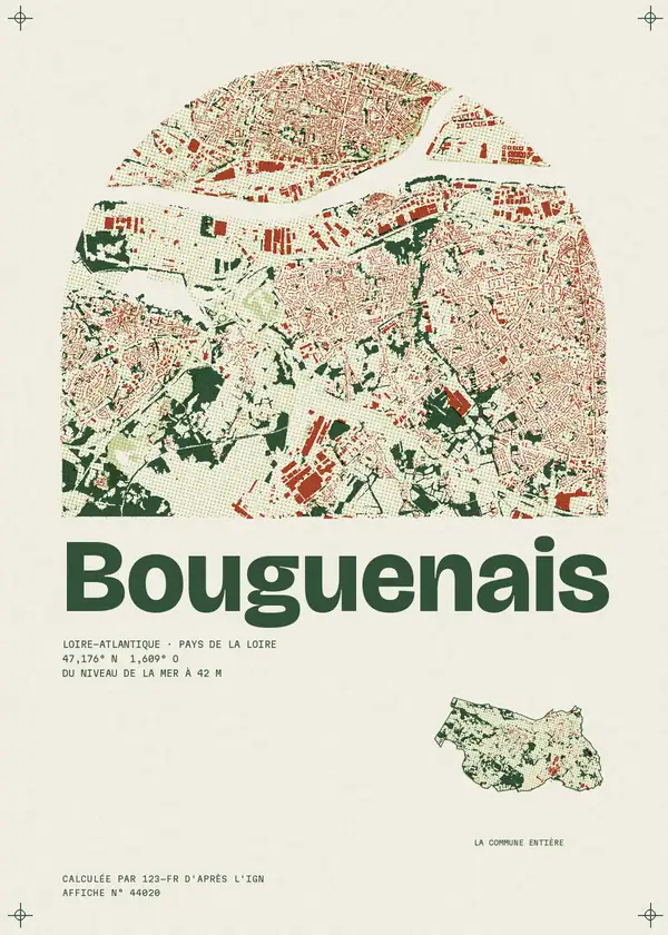 Affiche de Bouguenais, calculée par 123-fr d'après l'IGN