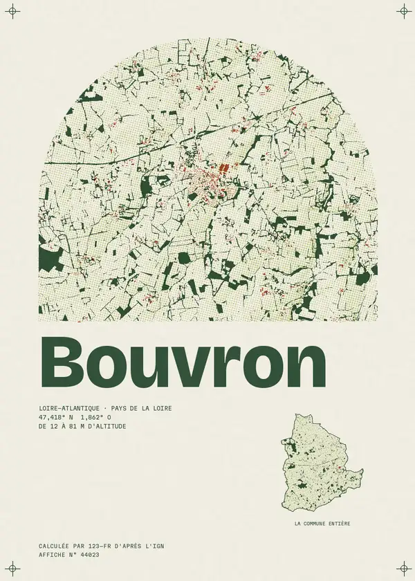 Affiche de Bouvron, calculée par 123-fr d'après l'IGN