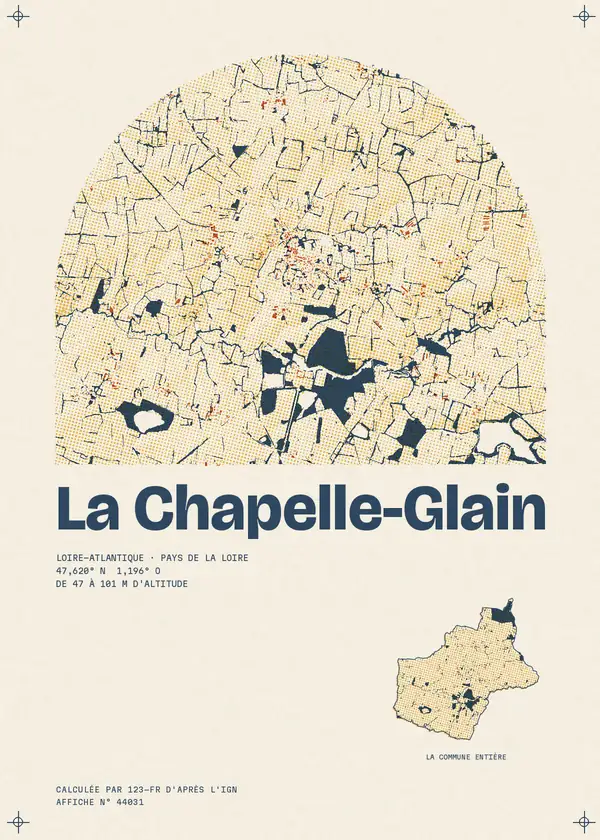 Affiche de La Chapelle-Glain, calculée par 123-fr d'après l'IGN