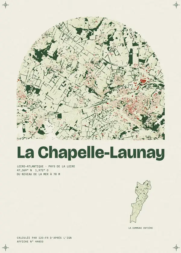 Affiche de La Chapelle-Launay, calculée par 123-fr d'après l'IGN