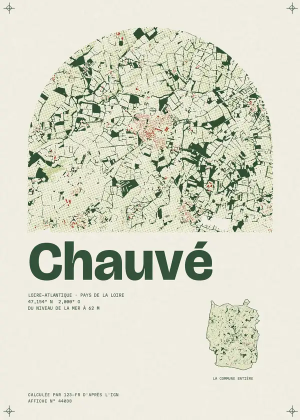 Affiche de Chauvé, calculée par 123-fr d'après l'IGN