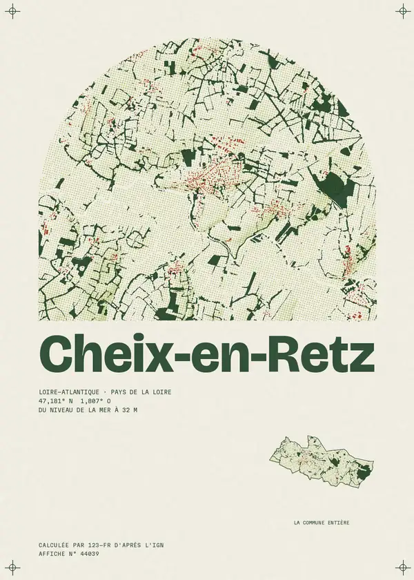 Affiche de Cheix-en-Retz, calculée par 123-fr d'après l'IGN