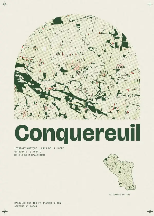Affiche de Conquereuil, calculée par 123-fr d'après l'IGN