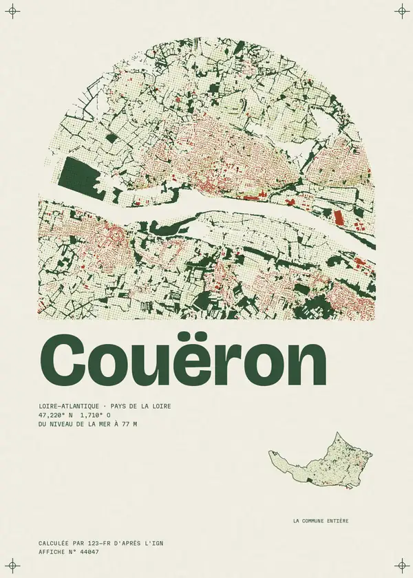 Affiche de Couëron, calculée par 123-fr d'après l'IGN