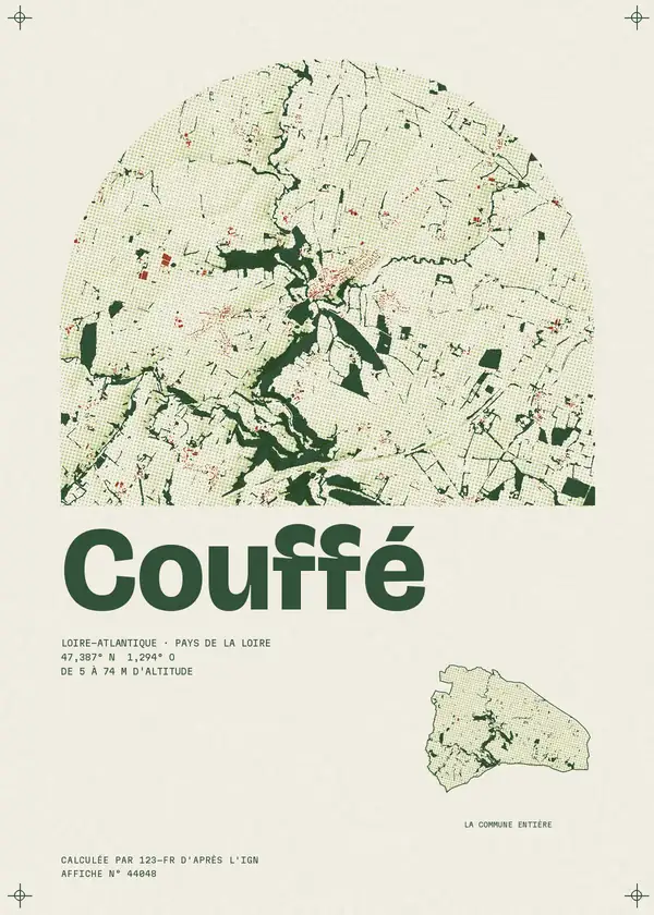 Affiche de Couffé, calculée par 123-fr d'après l'IGN