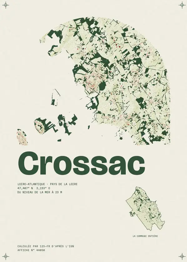 Affiche de Crossac, calculée par 123-fr d'après l'IGN