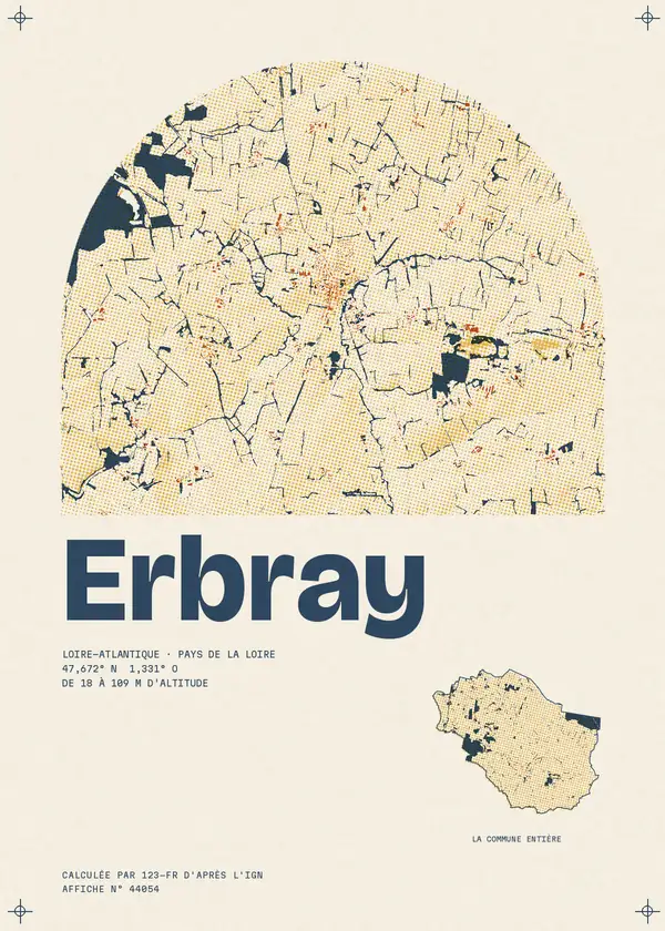 Affiche de Erbray, calculée par 123-fr d'après l'IGN