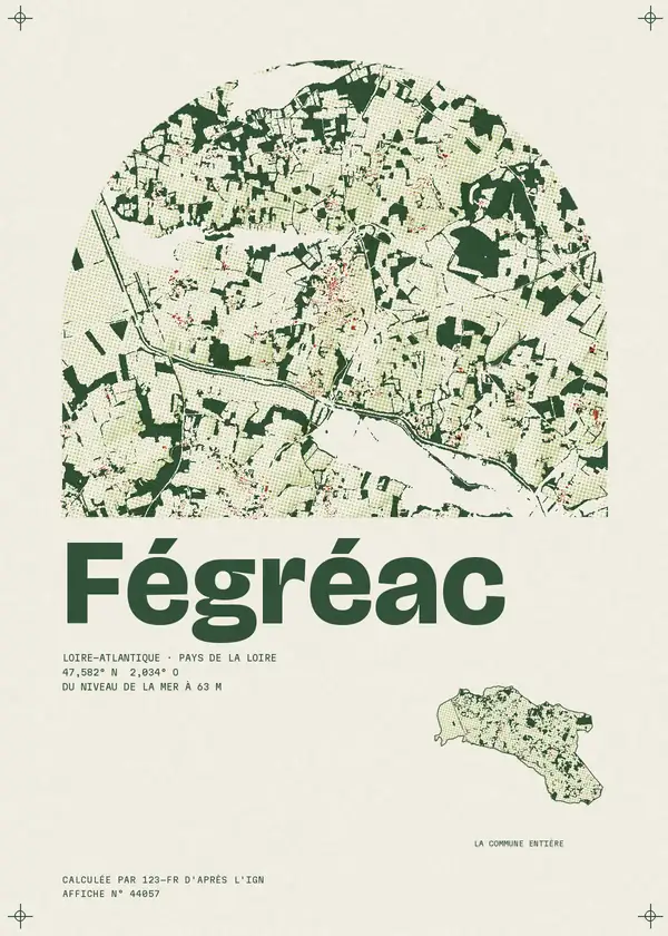 Affiche de Fégréac, calculée par 123-fr d'après l'IGN