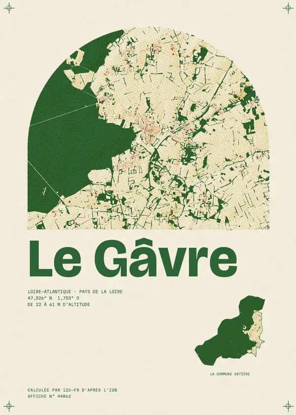 Affiche de Le Gâvre, calculée par 123-fr d'après l'IGN