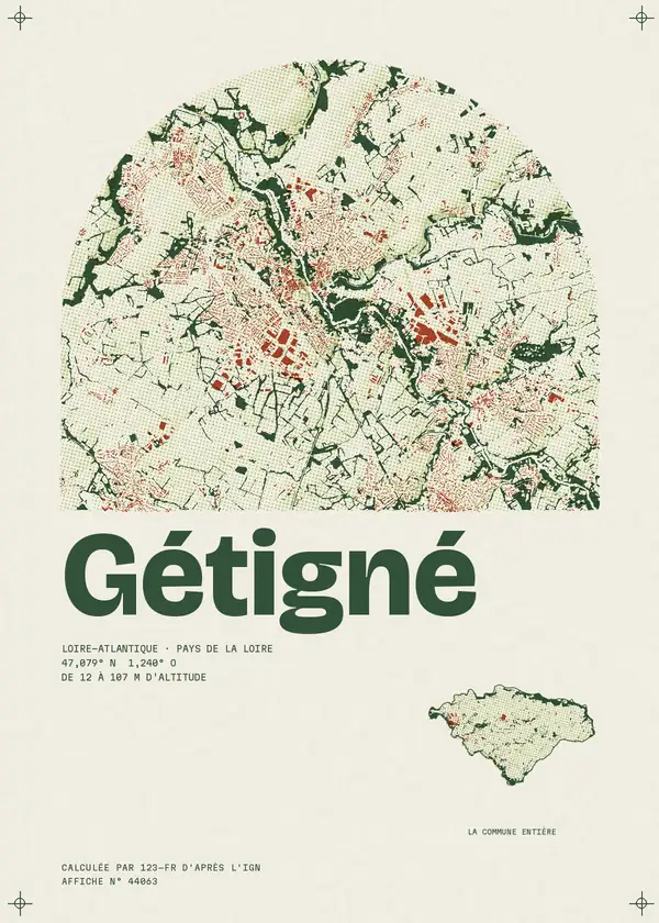 Affiche de Gétigné, calculée par 123-fr d'après l'IGN