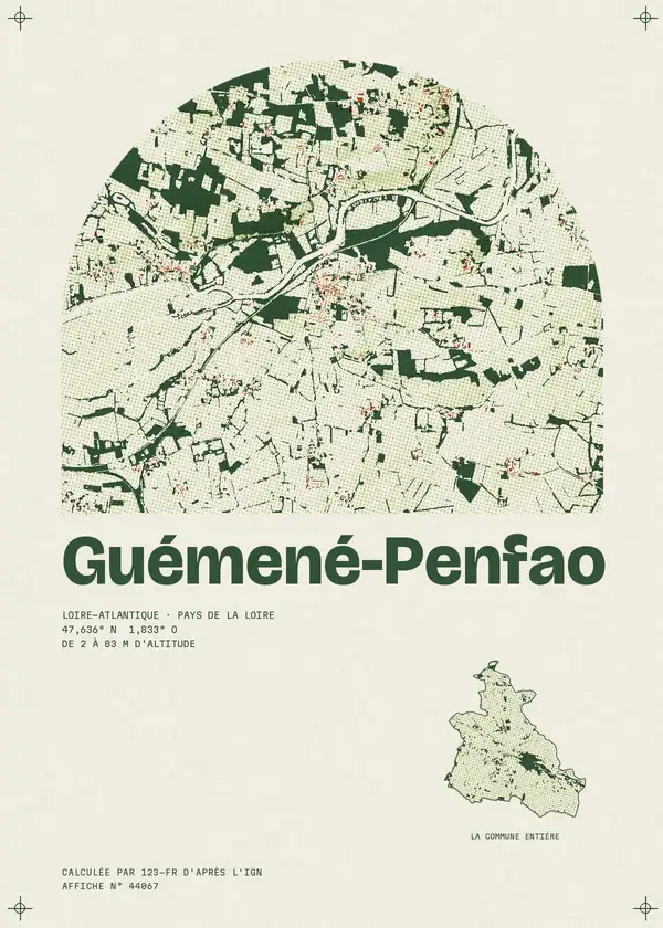 Affiche de Guémené-Penfao, calculée par 123-fr d'après l'IGN