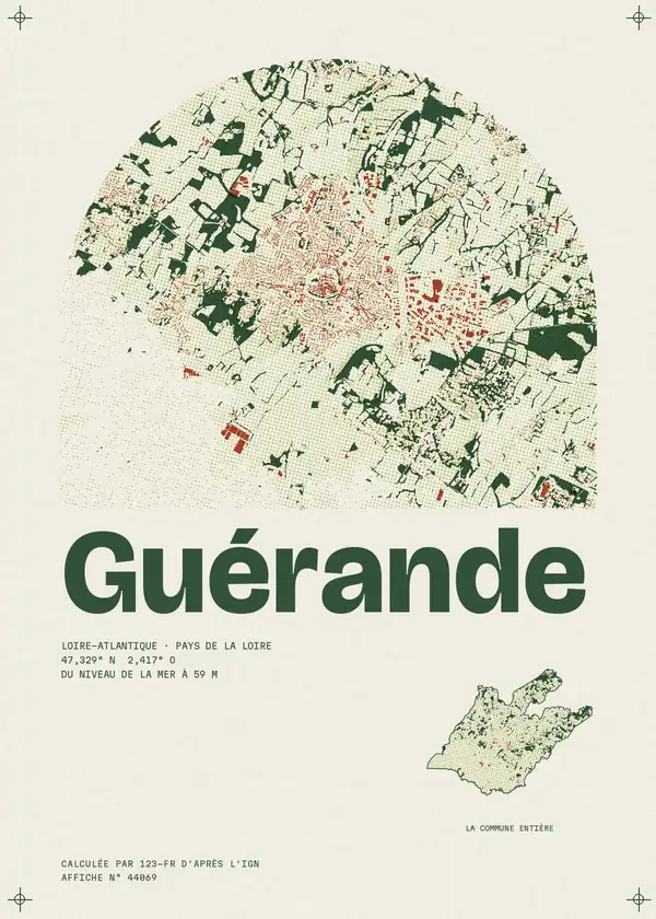 Affiche de Guérande, calculée par 123-fr d'après l'IGN