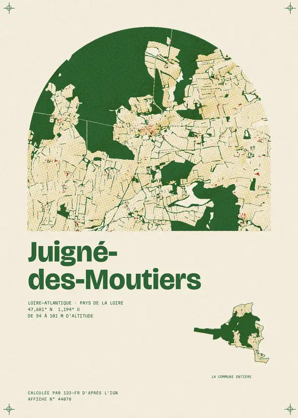 Affiche de Juigné-des-Moutiers, calculée par 123-fr d'après l'IGN