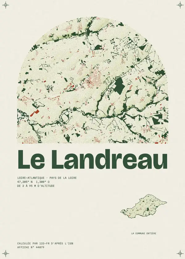 Affiche de Le Landreau, calculée par 123-fr d'après l'IGN