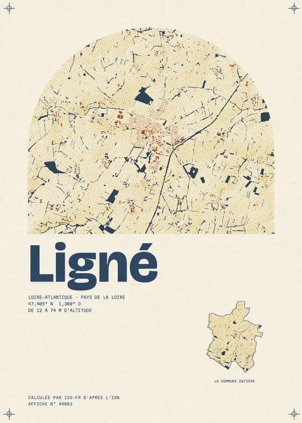 Affiche de Ligné, calculée par 123-fr d'après l'IGN